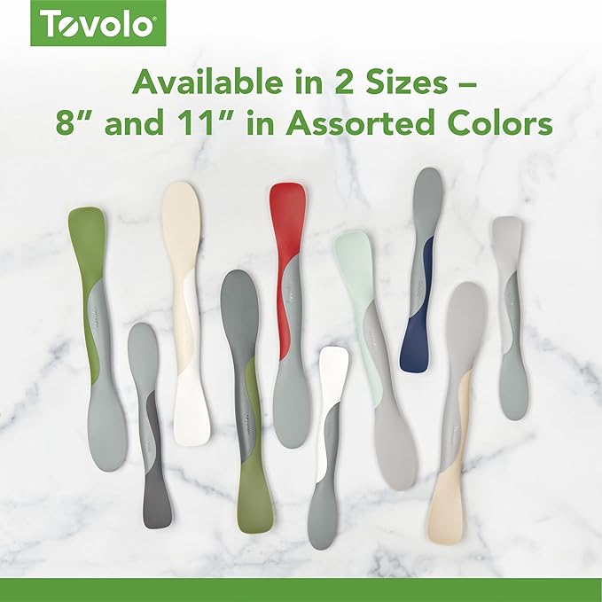 Tovolo Mini Scoop and Spread Tool for Kitchen Meal Prep Small Sandwich Spreader Spatula for Peanut Butter Jelly, Silicone BPA Free Dishwasher Safe Scooper Spreader, Oyster Gray and Cool Gray