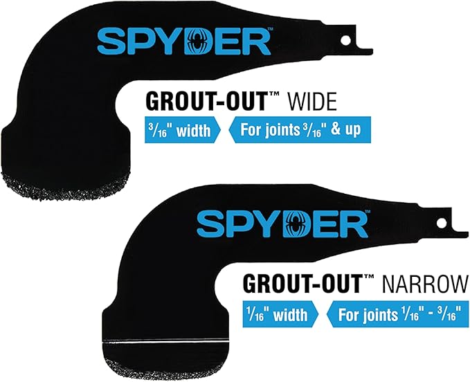 Spyder 2-Piece Grout Remover Tool Set, Accessory for Reciprocating Saws, for Grout Joints 1/16-3/4" (5-Pack)