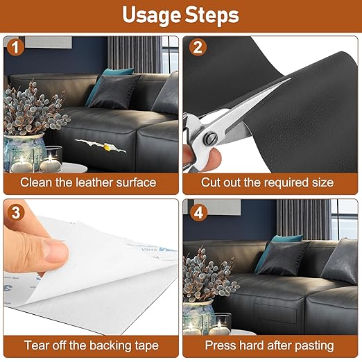 Vinyl Repair Kit, Leather Repair Kit 4 x 70 inches Leather Repair Patch for Furniture, Leather Couch Patch for Sofas, Furniture, Car Seats, Office Chairs, Interior - Beige White