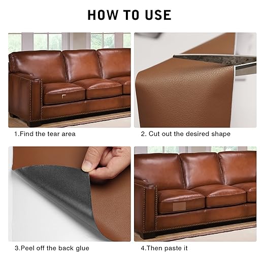 BSZHTECH Leather Repair Tape Self-Adhesive Leather Repair Patch for Couch Furniture Sofas Car Seats Advanced PU Vinyl Leather Repair Kit (RBrown, 3.9X79 inch)