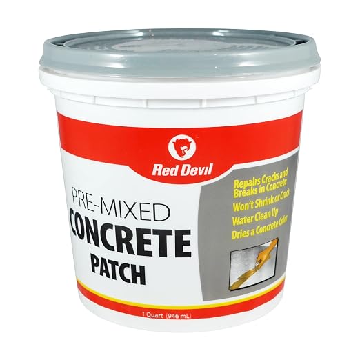 Red Devil 0644 Concrete Repair Patch, Cement Crack Fillter, Pre-Mixed, 1 Quart, Gray, Made in USA (Pack of 6)