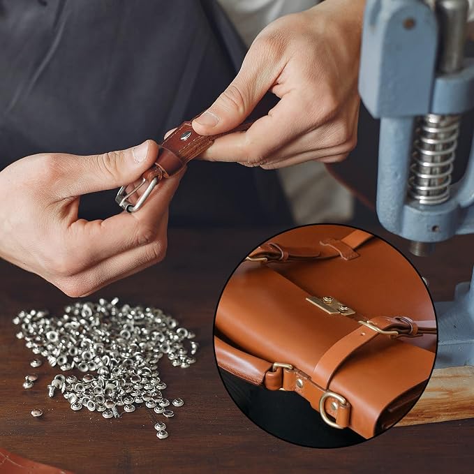 400Sets 6mm Double Cap Leather Rivets Kit, Leathercraft Rivet Tubular Metal Rivets Studs with 3PCS Punch Rivets Setting Tools, for Keyring Pets Collar Bag Repair Decorate Crafts Accessories (4 Colors)