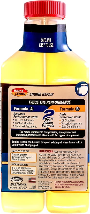 Bar's Leaks 1000 High Mileage Engine Repair, 16.9 oz | Restores Performance, Increases Compression & Horsepower, Stops Leaks, Noise & Smoking