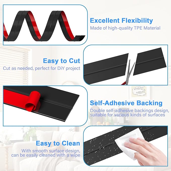 10FT Weather Stripping Door Seal - 2" Silicone Door Draft Seal Tape for Gaps Under Door Weatherstripping Sweep Stopper for Bottom of Shower Door/Sliding Glass Door