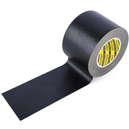 Leather Repair Patch, 2x197in, Self-Adhesive Leather Tape with Fabric Mesh, Repairing Sofas, Couches, Car Seats, First Aid Patch for Jackets, Clothes Repair Anti Scratch Waterproof Black