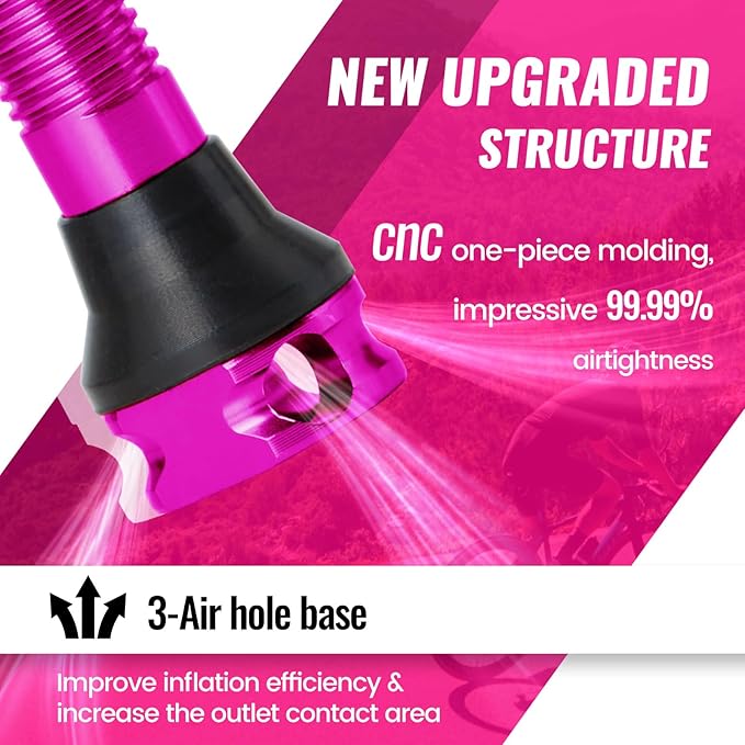 RideNow Tubeless Presta Valve Stems, 85mm Super Light 7075 Aluminum Alloy Presta Tubeless Valve Stem Kit with Valve Core Remover Tool and Valve Stem Caps, Multiple Color and Size Options(Pair), Purple