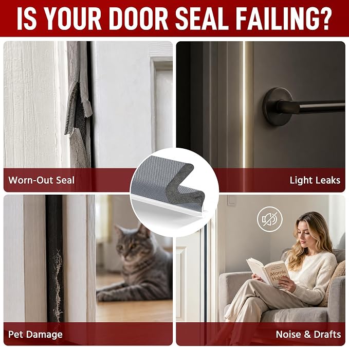 40FT Kerf V‑Shaped Weather Stripping Door Seal, Press‑in Seal for Pre‑Cut Slot Doors, Not Self‑Adhesive, Soundproof Draft Blocker for Exterior Front Doors, Fits Large Gaps, Easy DIY Install (Grey)