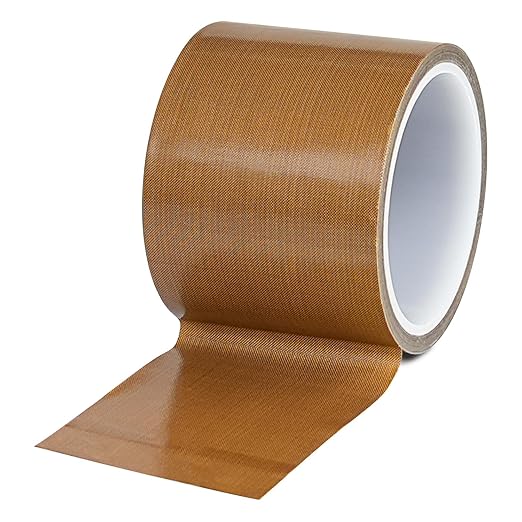 Teflone Glass Cloth Tape (3 inch x 33 Feet x 0.18mm), High Temperature PTFE Heat Resistant Adhesive Tape Non-Stick Surface for Vacuum Sealer Machine, Heat Press, Packaging, Electrical Use