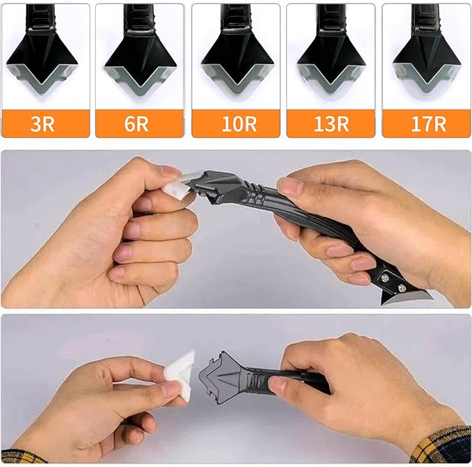 Silicone Caulking Tool, 3 in 1 Silicone Remover Multi Tool, Glazing Compound Finishing Tool, Caulk Remover Tool, for Bathroom,Kitchen,Floor,Window,Sink Joint,Frames Seal(2 sets)