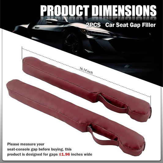 2026 New Car Seat Gap Filler 2 Pack,Leather Seat Gap Filler Strip with Fix Strap to Avoid Items from Falling,Universal Car Seats Gaps Plug Cars Interior Accessories (Burgundy)