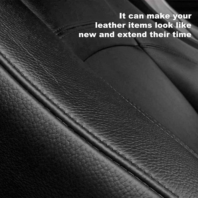 2 PCS PU Leather Patch for Car Seat Repair, 8 × 4 Inch Waterproof Auto Upholstery Cuttable Patches, Self-Adhesive Seat Leather Tape Portable Repair Kit for Vehicles (Black)