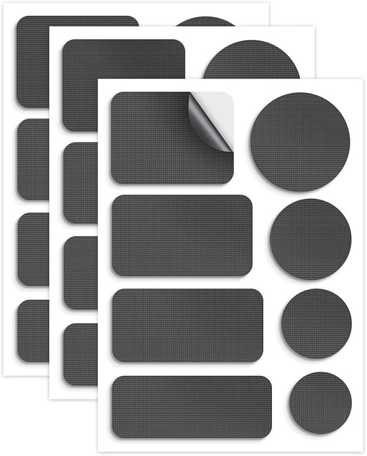 Waterproof Self-Adhesive Nylon Patches for Tent Repair Kit, 24pcs Outdoor Gear Tenacious Repair Tape, Fabric Patches for Clothes, Down Puffer Jacket, Tent, Sleeping Bag, Backpack, Dark Gray