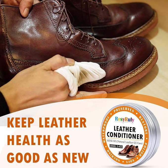 Mink Oil Paste Leather Conditioner Boots Wax Waterproof Smooth Couch Purse Shoes Bag Jacket Soft Polish Furniture Salve Sofa Car Seat Restore Shine Saddles Baseball Glove Natural Leather Care Balm