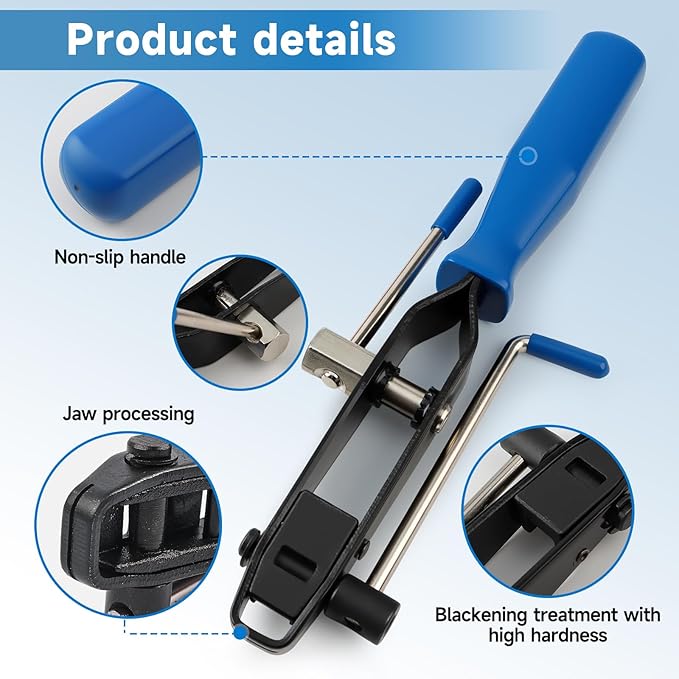 CV Boot Clamp Pliers Kit with 20PCS 304 Stainless Steel Clamps, Professional CV Axle Tool Set for Hose Banding, Dust Cover Clip Removal & Car Repair Accessories (Blue)