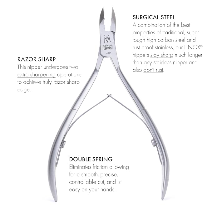 GERMANIKURE 6pc Manicure Set in Purple Suede Case - FINOX Stainless Steel Tools Made in Germany, Glass Nail Care Supplies Made in Czech Republic – Professional Cuticle and Nail Care Kit