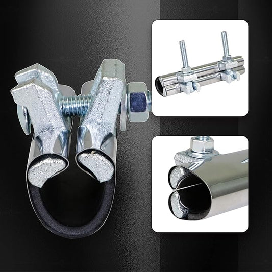 HIGHCRAFT 60125TTSD-5, Single Pipe Repair Clamp 1-1/4'', Double Bolt, 6” Long, Stainless Steel (5 Pack), Chrome
