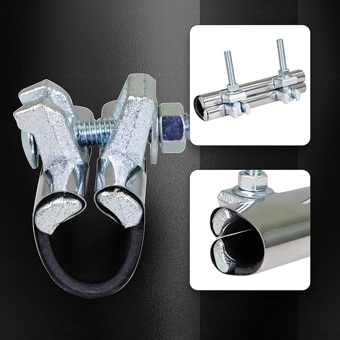 HIGHCRAFT 60050TTSD-5 Pipe Repair Clamp 1/2, Double Bolt, 6” Long, Stainless Steel (5 Pack), Chrome
