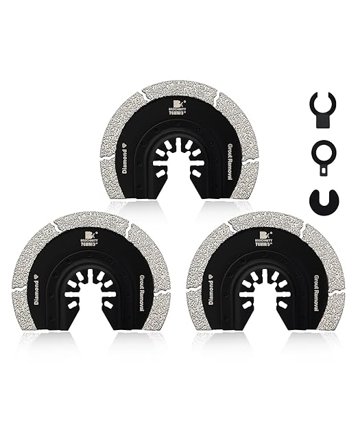 3''(76mm) Oscillating Saw Blades Set - 3Pcs High Carbon Steel Semi Circle Oscillating Saw Blade, Quick Release Multitool Blades with Gasket Adapter for Cement,Mortar,Ceramic Tile,Marble