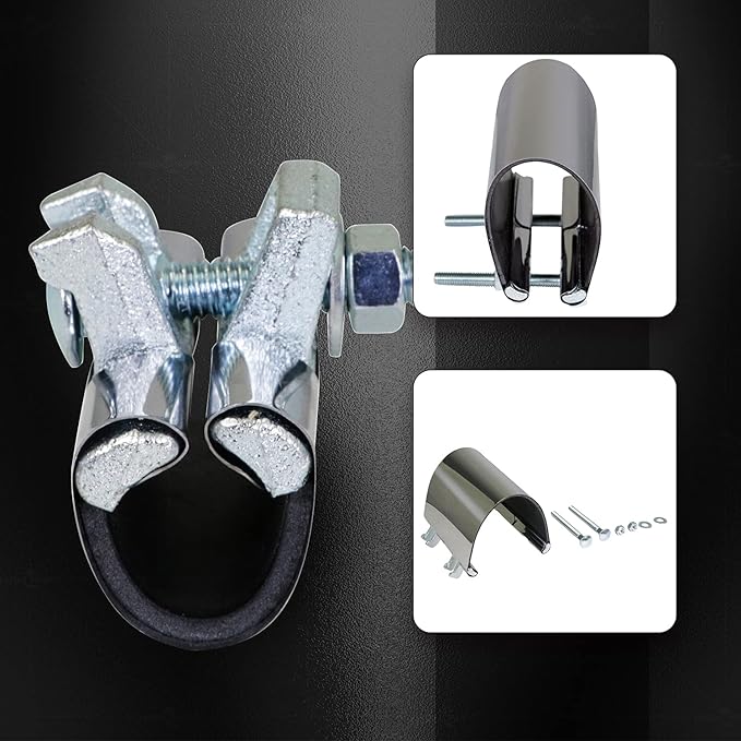 HIGHCRAFT 60300TTSD-5, Single Pipe Repair Clamp 3'', Double Bolt, 6” Long, Stainless Steel (5 Pack), Chrome