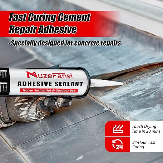 6 Pack Concrete Crack Filler, Self-Leveling Cement Crack Filler Waterproof Silicone Sealant, Flexible Magic Crack Repair for Concrete, 10.1 fl. oz,Gray