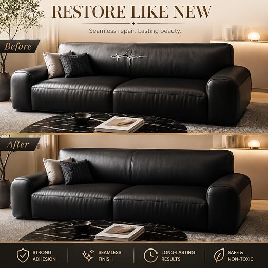 Self Adhesive Leather Repair Patch 24x54 Inch Sofa Car Seat Strong Adhesive | YAWQIRV Strong Self Adhesive Patch, Leather Repair Kit and Vinyl Repair Kit for Sofa, Waterproof, Scratch Fix, Durable, Black