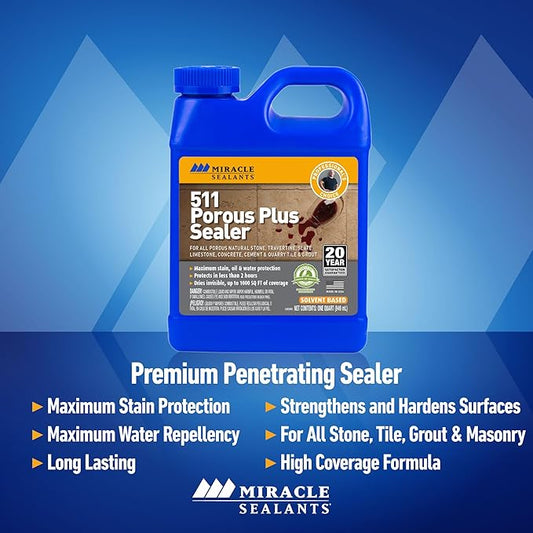 Miracle Sealants 511 Porous Plus Premium Penetrating Sealer for Countertops, Stone & Tile, Pint, 6 Pack