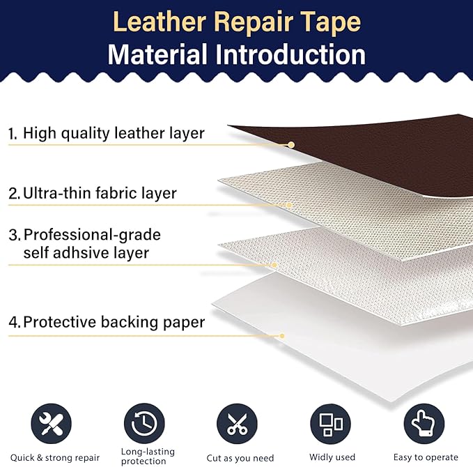 Zenyao Leather Repair Patch Tape - Self Adhesive Leather Repair Kit for Car Seat Furniture, Vinyl Repair Patch for Couch Sofa, Waterproof Fix for Tears, 8x11 Inch Sheet, 2 Pieces, Brown Burgundy