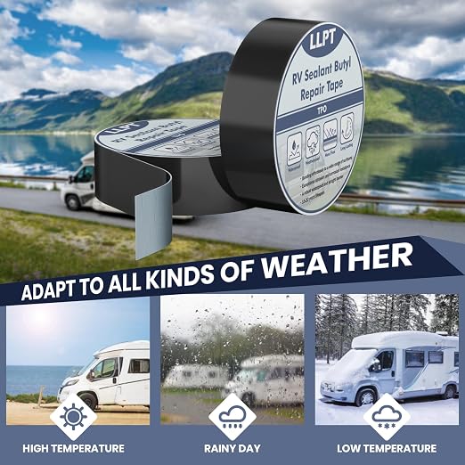 LLPT Roof Seal Tape White 2" x 50 Ft | Strong Adhesion, UV Stable, Extreme Durable, Waterproof Airtight Patch Tape for Window RV Boat Vent Trailer Camper