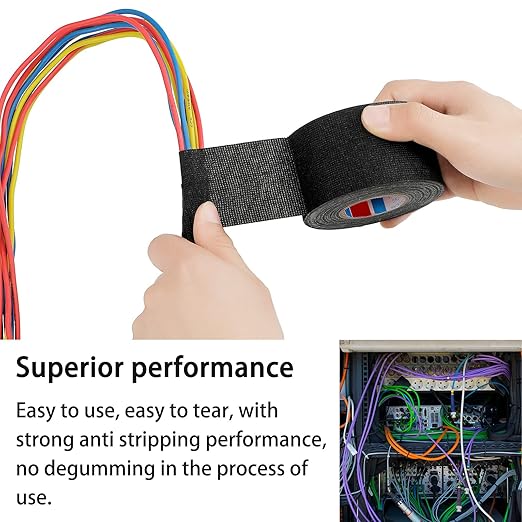Outus Wire Harness Cloth Electrical Tape Wire Loom Harness Automotive Heat Proof Cloth Tape for Automotive Electrical Wrap Protection Insulation Cable Fixed(1 Roll,2 Inch X 49.2 ft)