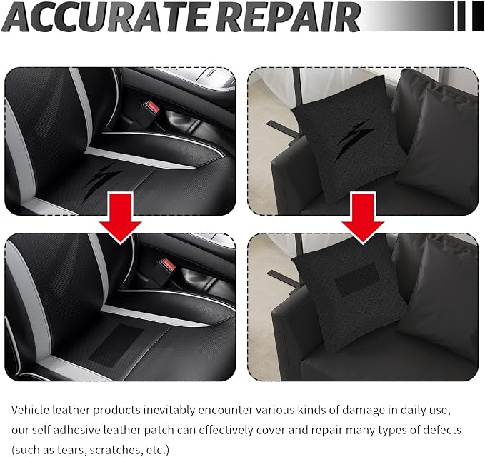4PCS New Perforated Self Adhesive Leather Repair Patch,8"x4" Breathable Leather Repair Tape Patch for Car Seats/Couches/Vinyl,Thickened PU Leathers Seat Patches for Car