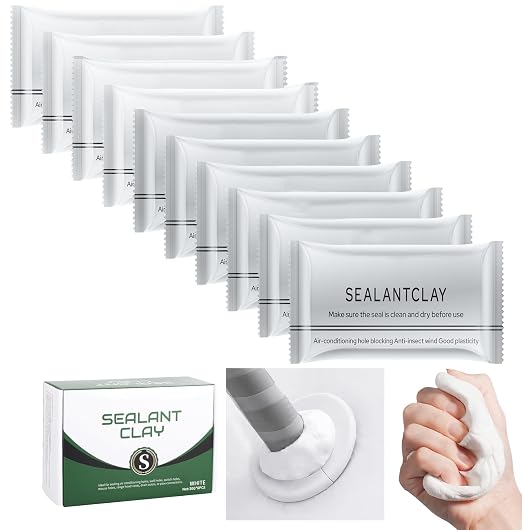 Waterproof Sealant Mastic,Pack of 10 White Seal Putty Waterproof Duct Seal Repair Sealing Clay, Quick Mending Mud for Drain Connection, Wall Hole, Air Conditioning Hole Seal Putty (10-White)