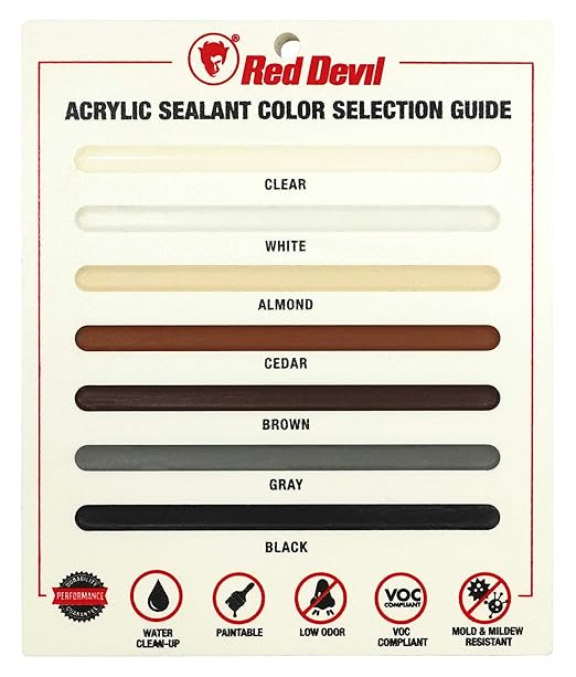 Red Devil 087612 Window & Door Siliconized Acrylic Caulk (Clear), 10.1 oz, Pack of 12