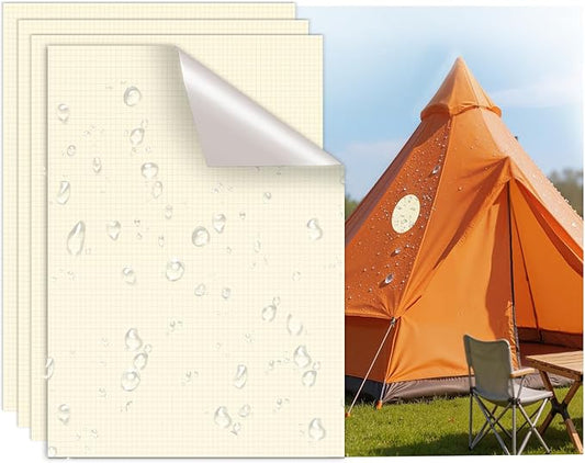 Waterproof Self-Adhesive Fabric Repair Tape - Tent Repair Kit,4pcs Nylon Fabric Patches for Jacket, Clothes, Puffer Down Jacket,Sleeping Bag, Outdoor Gear Tenacious Repairs Tape, White