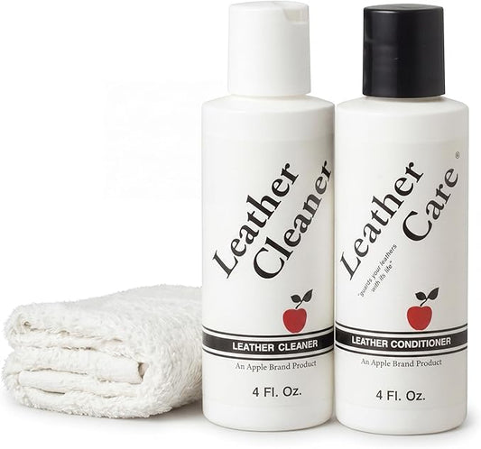Apple Brand Leather Cleaner & Conditioner Kit - for Use On Leather Purses, Handbags, Shoes, Boots & Accessories - Safe On Colored and Natural Leather