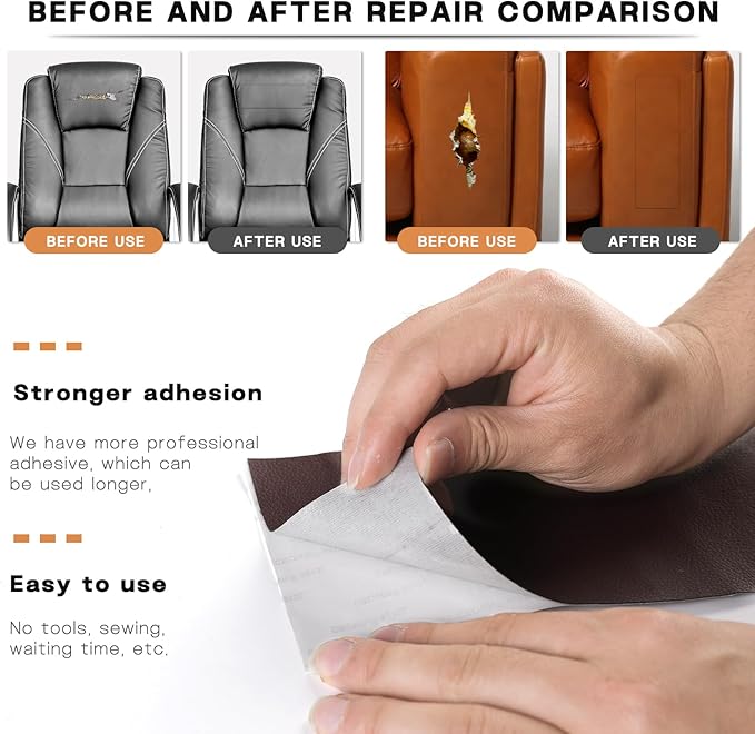 Leather Repair Tape, 17 X 79 in Leather Repair Kit for Furniture, Self Adhesive Repairing Patch Large Vinyl Patch Tape for Sofa, Car Interior, Couch, Car Interior, Car Seats(Wine Red)