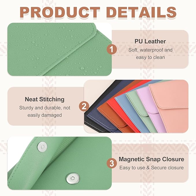 PATIKIL 2Pcs PU Leather A4 File Folder, Document Holder Envelope Waterproof Napa Texture Filing Organizer Portfolio Folder Case with Magnetic Snap Closure for Home Office, Green, Black