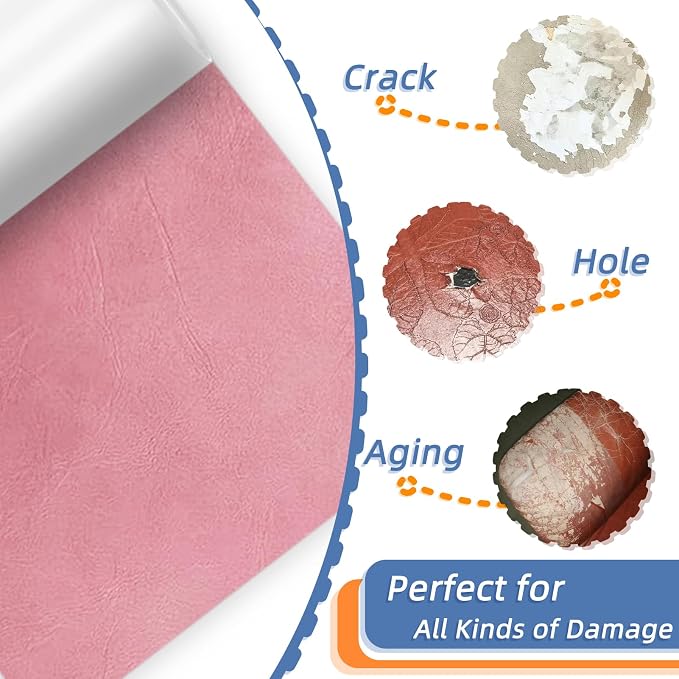 Self Adhesive Faux Leather Repair Patch,1Roll 15x78 Inch Leather Repair Tape for Furniture,Couch Tape for Couches,Bed,Car Seats,Chair,Light Pink