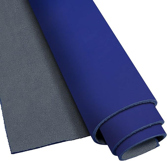ELW Crazy Horse Leather 5-6 OZ (2-2.4mm) | Blue | Pre-Cut 10"x10" | Full Grain Cowhide Handmade Leather for DIY, Crafts, Sheaths, Sewing, Workshop