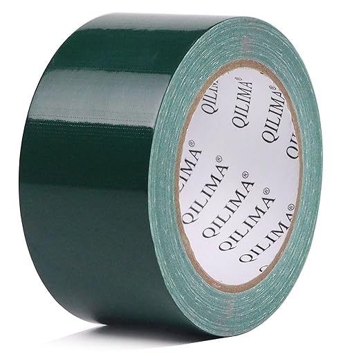 QILIMA Dark Green Duct Tape, Waterproof Duct Cloth Fabric, Professional Grade Duct Tape for Photographers,Repairs, DIY, Crafts, Indoor Outdoor Use,2 Inch X 28 Yards, Green