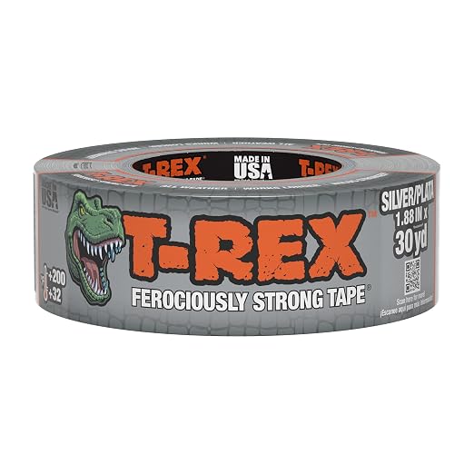 T-REX Tape Heavy Duty Duct Tape with UV Resistant & Waterproof Backing for Ferociously Strong Repairs, 1.88" x 30 yd, Gunmetal Gray, 1 Roll (Pack of 6)