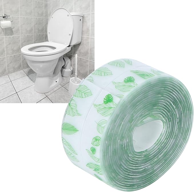 Caulk Tape, Sealing Strip Eco-Friendly PVC for Toilet Walls for Kitchens for Shower Rooms for Bathtubs(Transparent Verdant Green Leaves, Polar Animals)