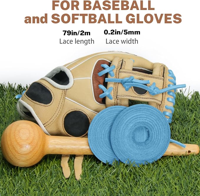 Softball Baseball Glove Lace, Mitt Lace Repair Kit Includes 2 Leather Laces and Lacing Needle for Catcher's Glove
