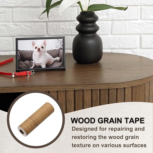 PATIKIL Wood Grain Tape 4.7" x 32 ft, Self-Adhesive Wood Texture Repair Tape Realistic Wooden Effect Patch for Furniture Cabinets Floor Walls, Yellow Teak