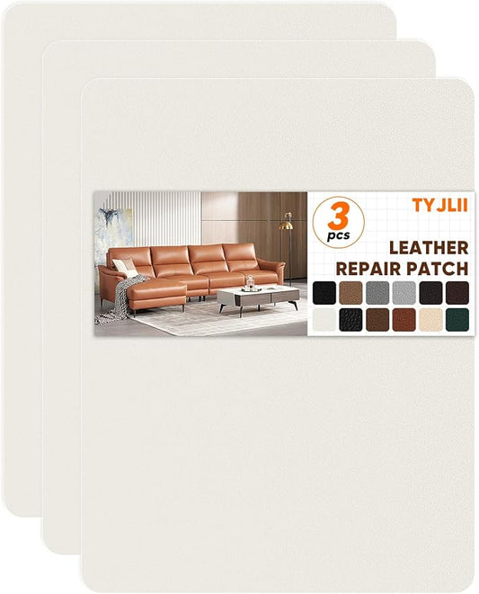 Leather Repair Patch Self Adhesive,8.3″ x 11″ Vinyl Patch Kit,Leather Repair Kit for Furniture,Car Seat,Couch,Office Chair.（White）