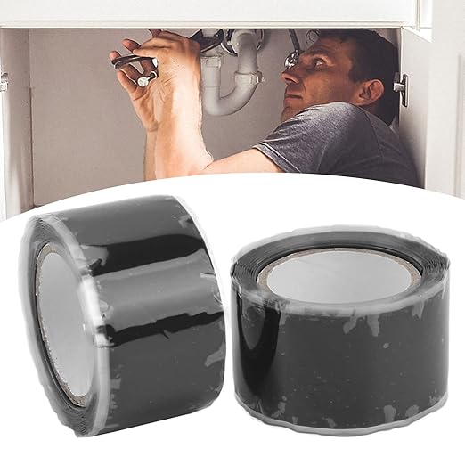 Self Fusing Silicone Tape High Temperature Adhesive Tape for Plumbing Repairs Hose Leak Fixing 2 Rolls 1.5m x 2.5cm (Black)