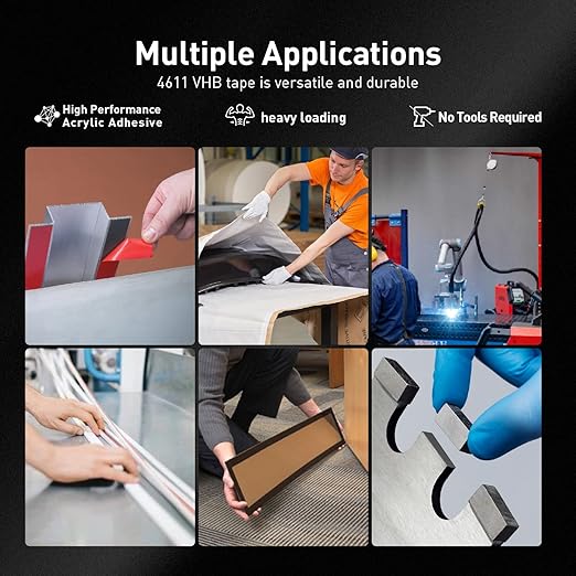 Double Sided Tape Heavy Duty Mounting Tape 3/4" x 18Ft Made of 3M 4611F Gray Strong Adhesive for Reliable Bonding Waterproof Foam Tape for Home Office Car Decorative Materials and Trims
