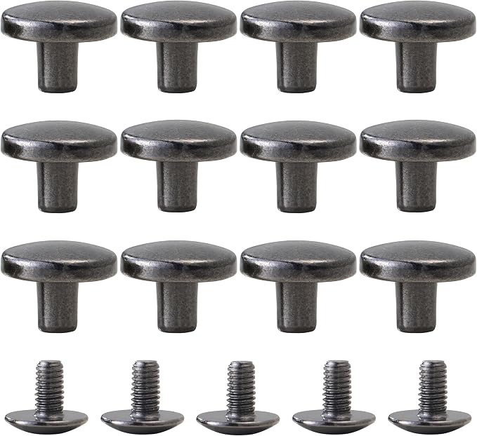 YORANYO 30Sets Chicago Screws Leather Rivets Screw Rivets Metal Studs for Clothing Chicago Binding Screws Spike and Studs for Decorate Repair Shoes Belts Bag Purse Dog Collar Leather Craft (Gunmetal)