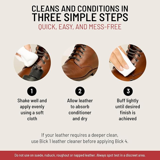Bickmore Bick 4 Leather Conditioner 32 Fl Oz - USA Made Since 1882 - Leather Cleaner & Conditioner - Restore Polish & Protect All Smooth Finished Leathers