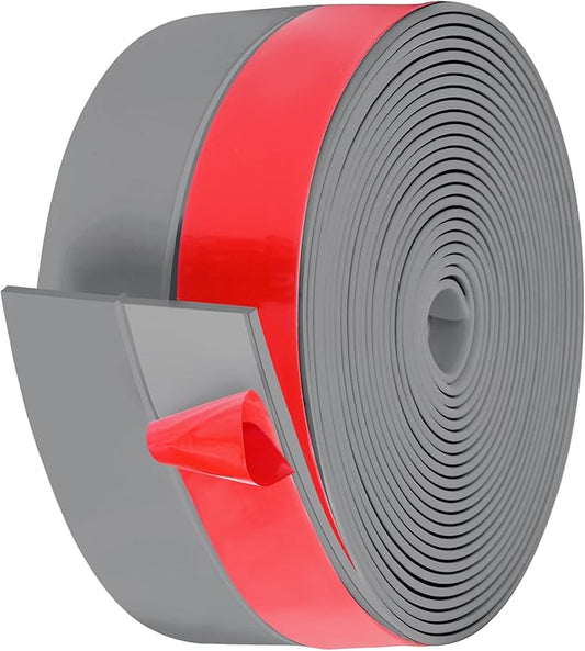 MYFAMIREA Door Weather Stripping 2IN (W) x 40FT (L) Door Draft Stopper Seal Tape Silicone Seal Strip Self Adhesive Shower Sweep Insulation Tape Side Bottom Strip for Sliding Glass Window Gap, Gray