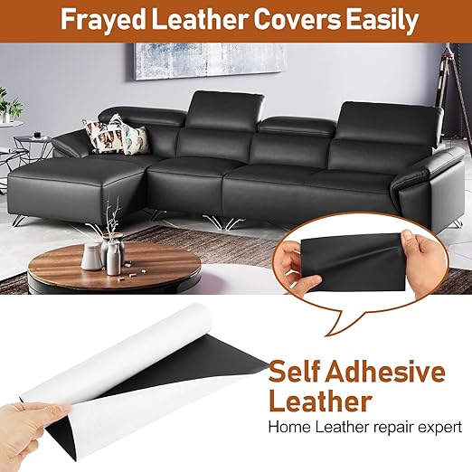 Leather Repair Patch, ILFYCOTO 17X60 Inch Self Adhesive Vinyl Repair Patch Kit, Leather Patches for Furniture, Couches, Car Seats, Cabinets, Wall, Handbags - Ivory